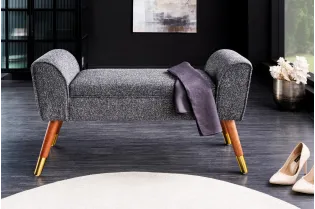 Banquette SCARLETT 90 cm en bouclé anthracite – Élégance et confort rétro 2