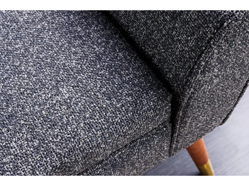 Banquette SCARLETT 90 cm en bouclé anthracite – Élégance et confort rétro