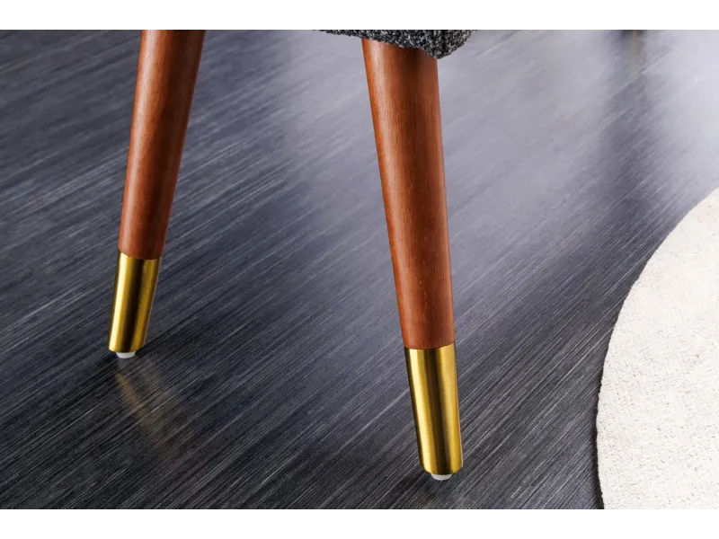 Banquette SCARLETT 90 cm en bouclé anthracite – Élégance et confort rétro