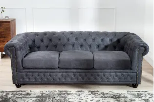 Canapé CHESTERFIELD 3 Places en Microfibre Gris Antique – Élégance, Confort et Robustesse 2