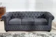 Canapé CHESTERFIELD 3 Places en Microfibre Gris Antique – Élégance, Confort et Robustesse
