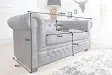 Canapé CHESTERFIELD 2 Places en Microfibre Gris Aspect Antique – Élégance et Confort au Rendez-vous