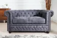 Canapé CHESTERFIELD 2 Places en Microfibre Gris Aspect Antique – Élégance et Confort au Rendez-vous
