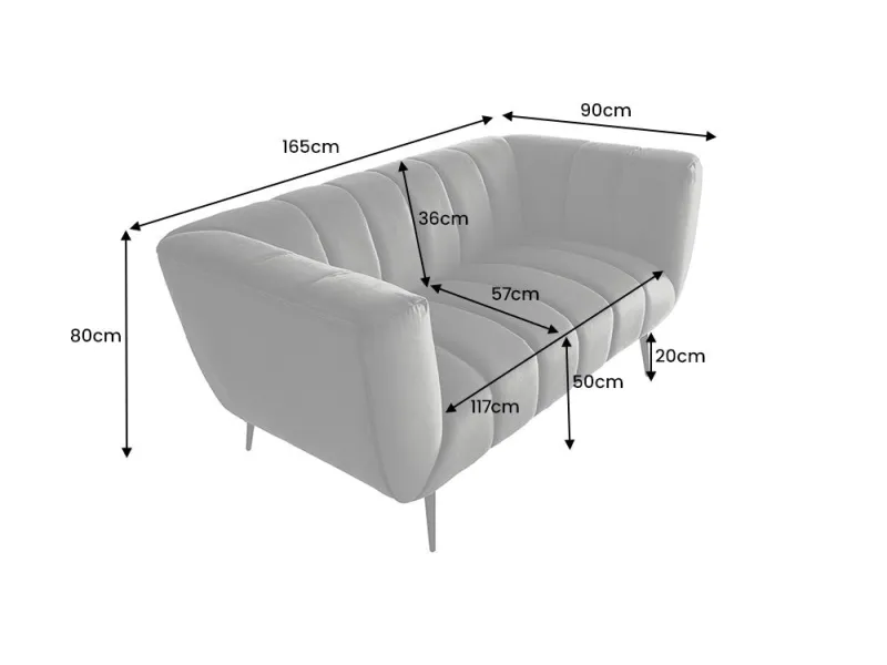 Canapé vert émeraude style rétro 225cm pas cher