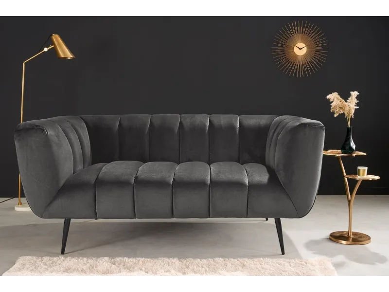 Canapé vert émeraude style rétro 225cm pas cher