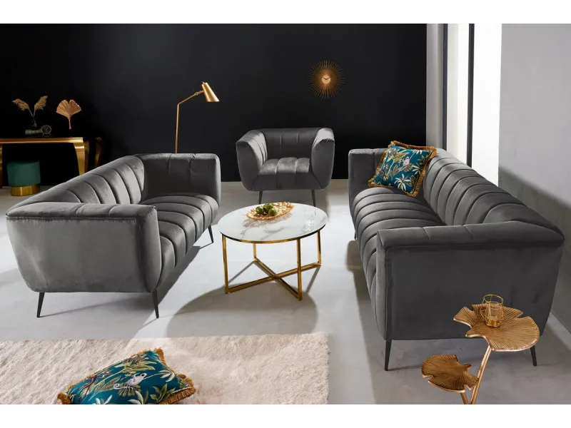 Canapé vert émeraude style rétro 225cm pas cher