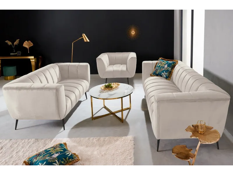 Canapé vert émeraude style rétro 225cm pas cher