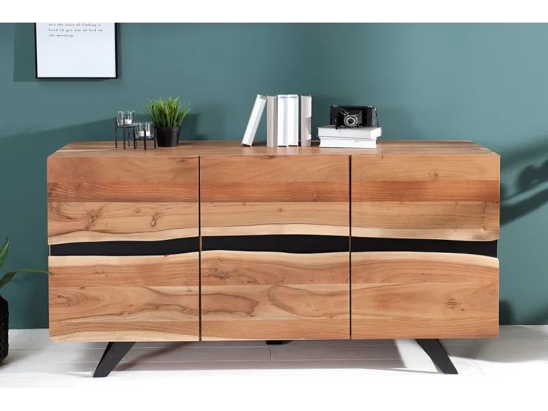 Buffet Haut style minimal en bois acacia 140cm pas cher