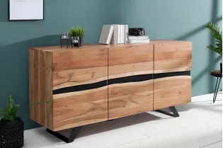Buffet Haut style minimal en bois acacia 140cm pas cher