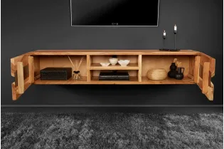 Meuble tv bois massif |Meuble tv design coloris naturel et noir à 2... 2