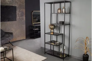 Bibliothèque design industriel coloris naturel en bois acacia massi... 2