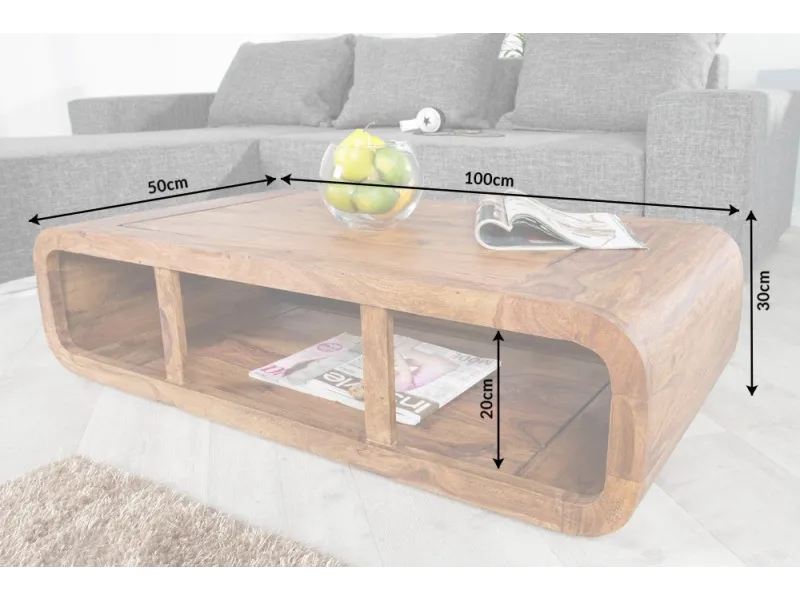 Table basse design rétro de 100cm coloris naturel en bois massif av...
