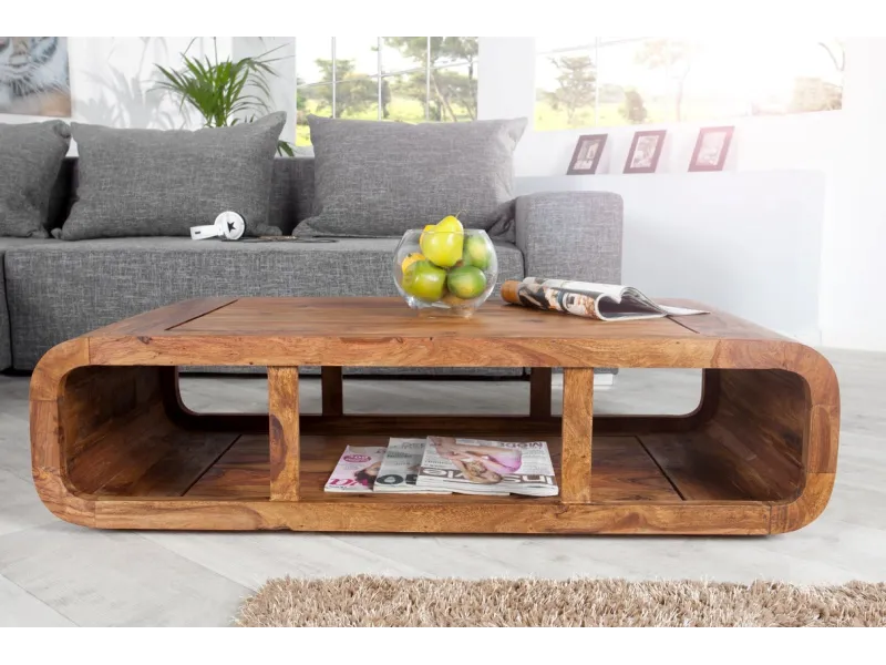 Table basse design rétro de 100cm coloris naturel en bois massif av...