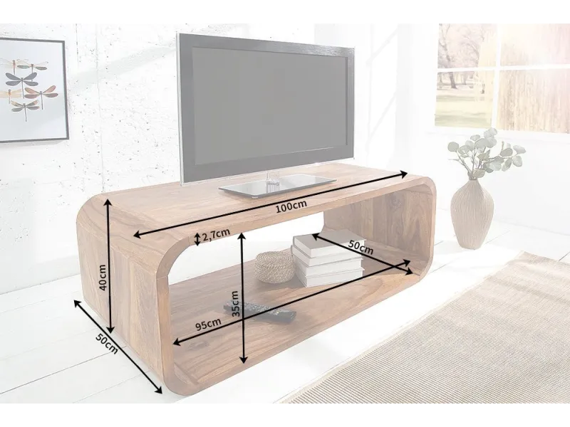 Table basse design rétro de 100cm coloris naturel en bois massif av...