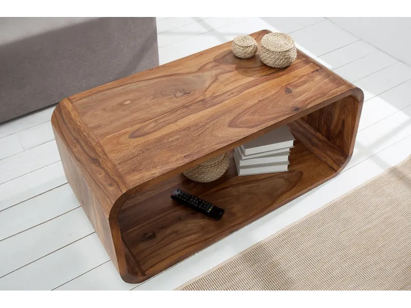 Table basse design rétro de 100cm coloris naturel en bois massif av...