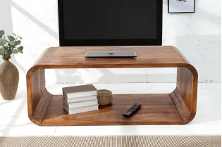 Table basse design rétro de 100cm coloris naturel en bois massif av... 2