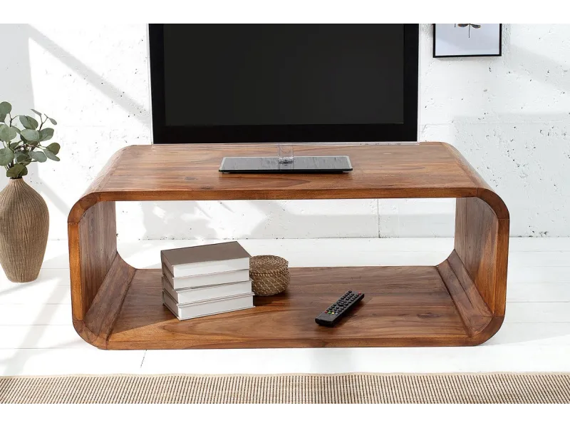 Table basse design rétro de 100cm coloris naturel en bois massif av...