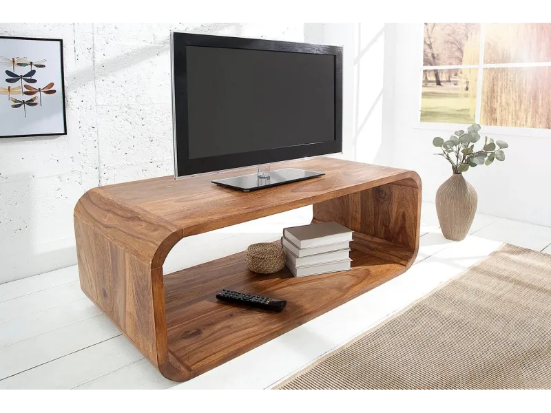 Table basse design rétro de 100cm coloris naturel en bois massif av...