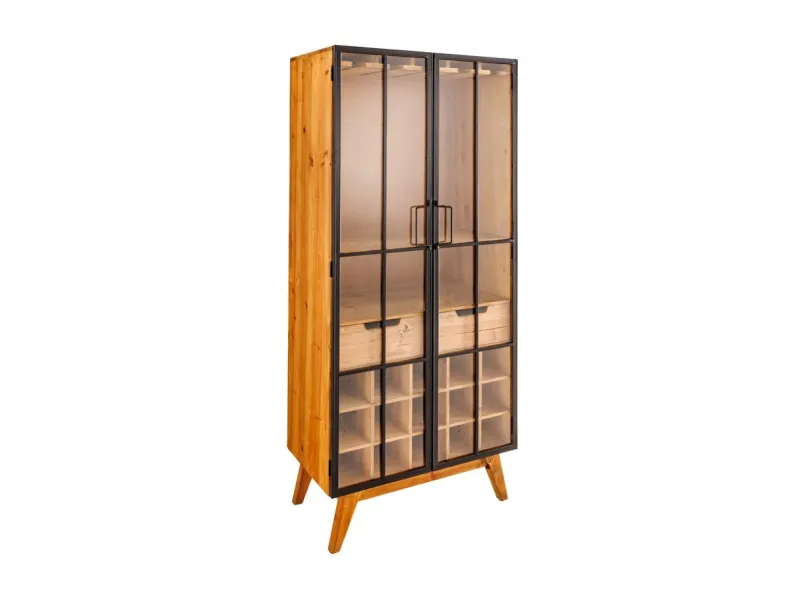 Armoire en bois massif sculpté scorpion coloris noir 141cm pas cher