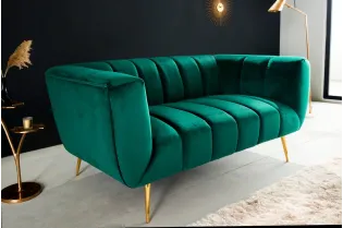 Canapé vert émeraude style rétro 225cm pas cher