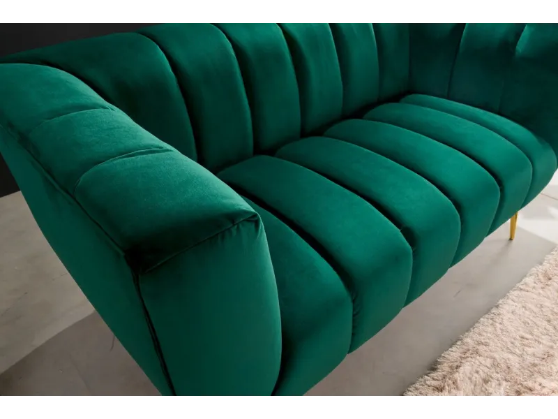 Canapé vert émeraude style rétro 225cm pas cher