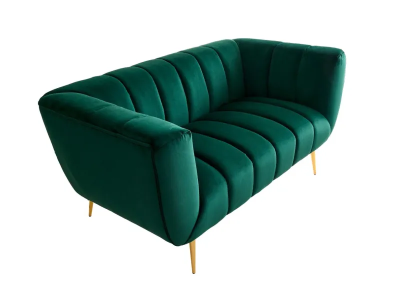 Canapé vert émeraude style rétro 225cm pas cher