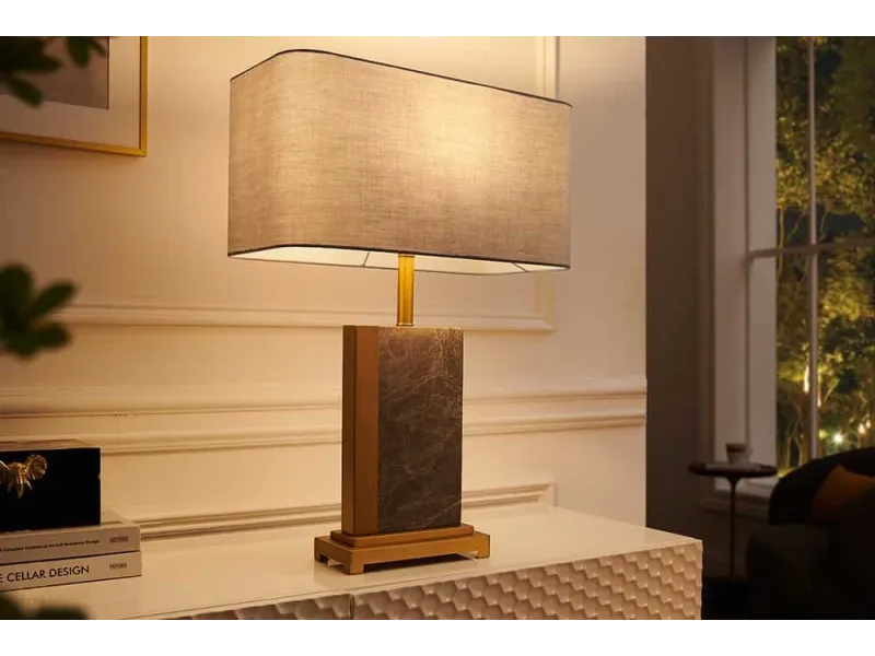 Lampe de 40cm en bois flotté et lin marron Lampes à poser |adeniahome...