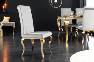 Chaise de salle à manger design baroque coloris gris argenté home |...