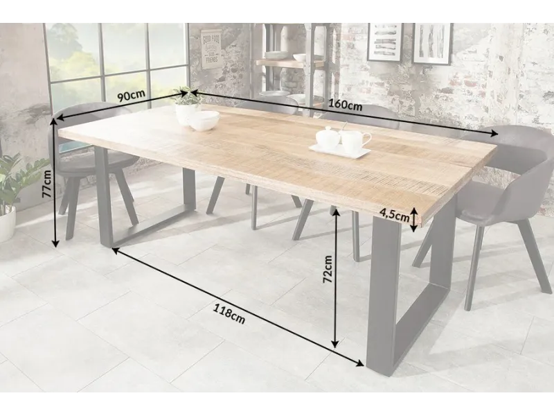 Table à manger Mammut 160cm acacia sauvage 26mm pas cher