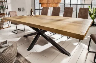 Table à manger en bois massif coloris naturel 200cm pas cher