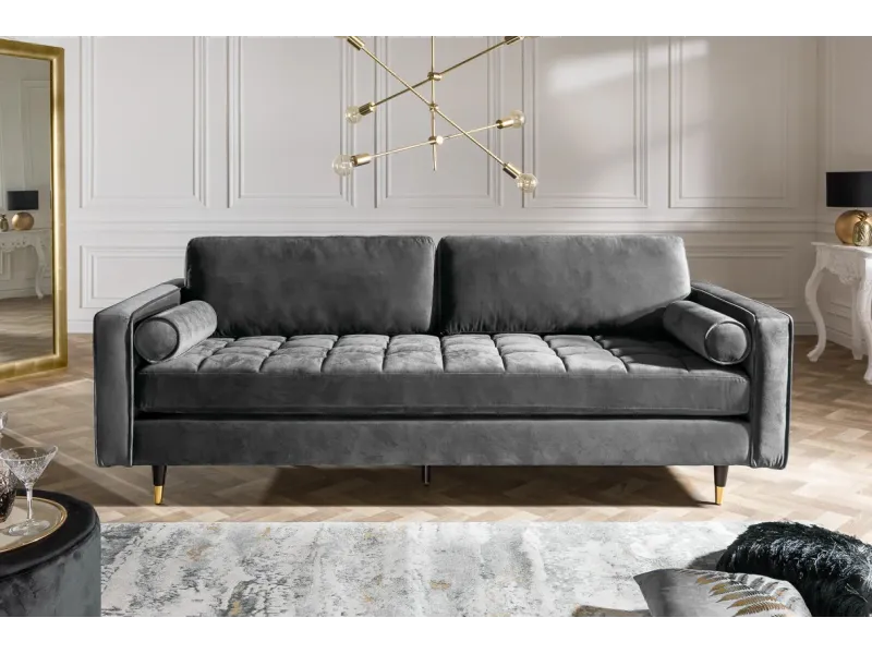 Canapé Moderne 3 Places en Velours – 220 cm de Confort Chic, Disponible en 5 Couleurs Élégantes