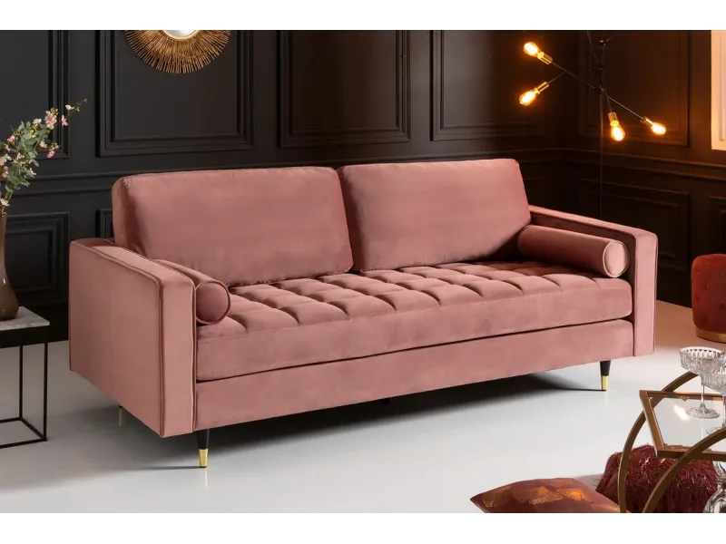 Canapé Moderne 3 Places en Velours – 220 cm de Confort Chic, Disponible en 5 Couleurs Élégantes