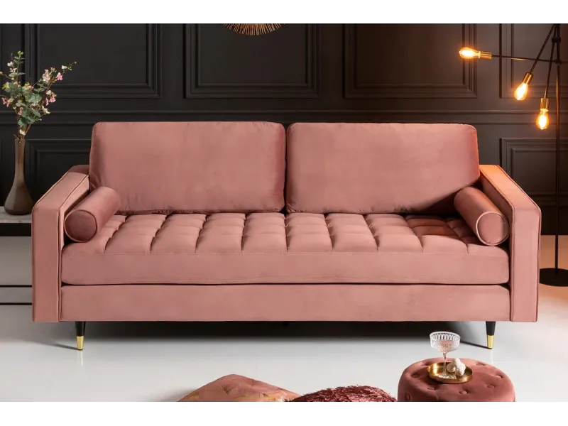 Canapé Moderne 3 Places en Velours – 220 cm de Confort Chic, Disponible en 5 Couleurs Élégantes