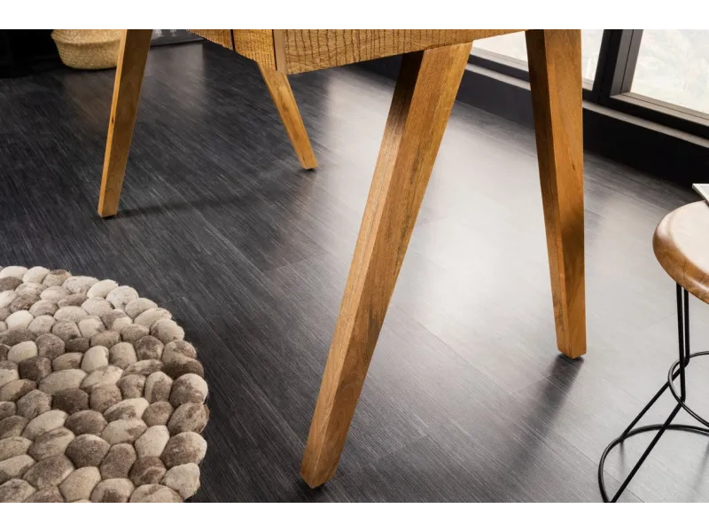 Bureau Davenport MONSOON 120 cm – Bois de Manguier Naturel avec Marques de Scie