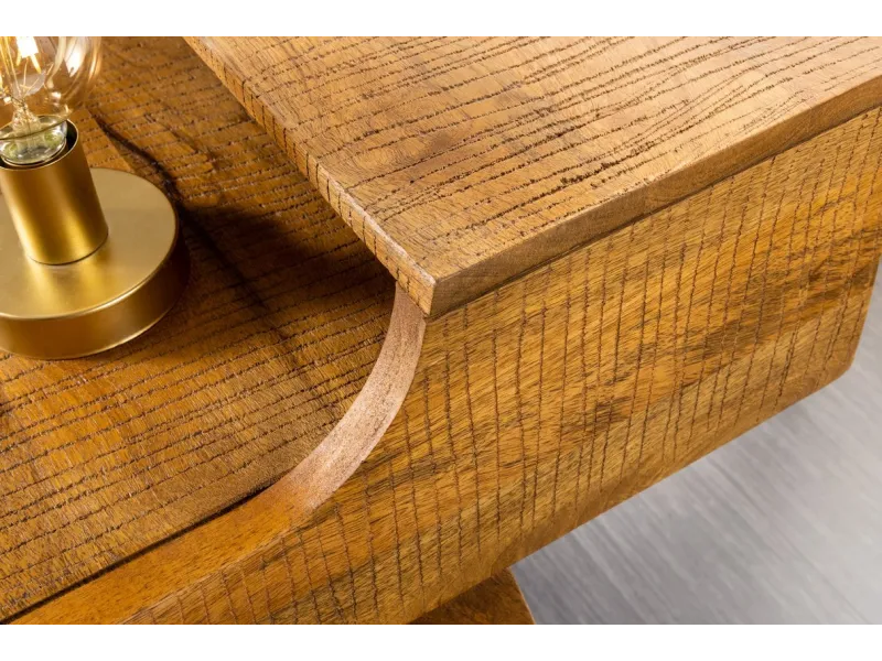 Bureau Davenport MONSOON 120 cm – Bois de Manguier Naturel avec Marques de Scie