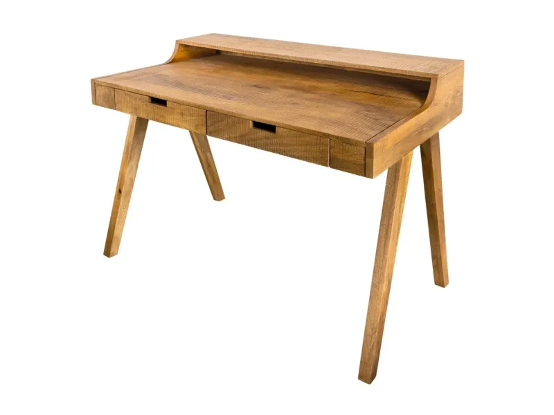 Bureau Davenport MONSOON 120 cm – Bois de Manguier Naturel avec Marques de Scie