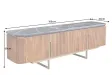 Meuble TV Gatsby 160cm en bois de manguier plateau marbre noir piètement doré