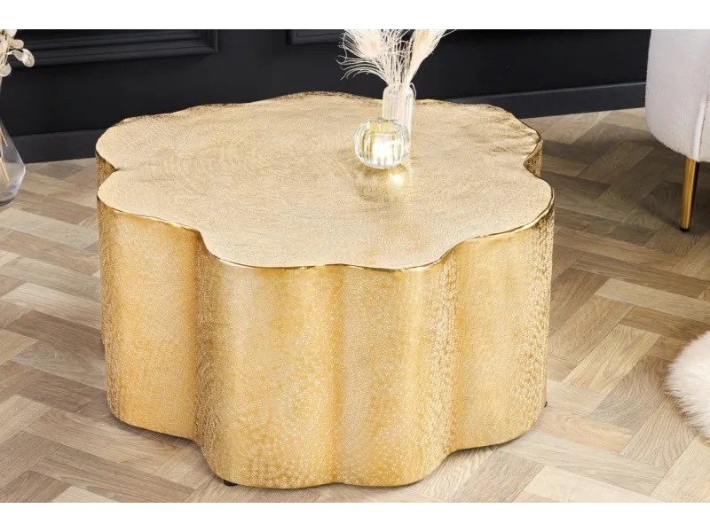 Table basse de 70 cm design oriental coloris or