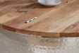 Table basse Ronde Orient Rangement Argent 60cm Bois d'Acacia Massif