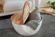 Table basse Ronde Orient Rangement Argent 60cm Bois d'Acacia Massif