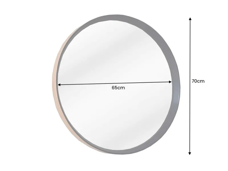 Miroir artisanal en bois de chêne 70 cm, coloris naturel et noir