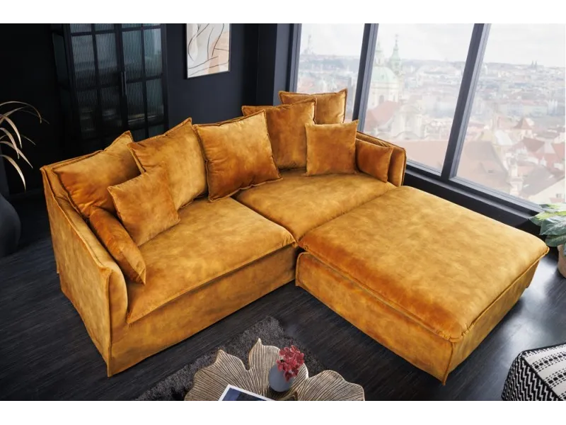 Grand canapé 3 places 215cm housse amovible en lin coloris bleu aqua pas cher