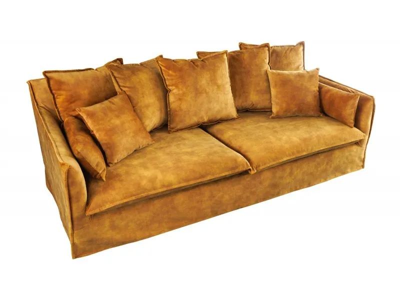 Grand canapé 3 places 215cm housse amovible en lin coloris bleu aqua pas cher