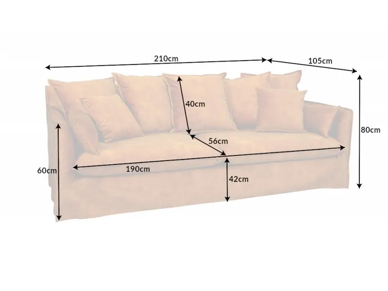 Grand canapé 3 places 215cm housse amovible en lin coloris bleu aqua pas cher