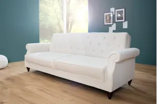 Canapé convertible design classique de couleur beige en tissu avec ... 2