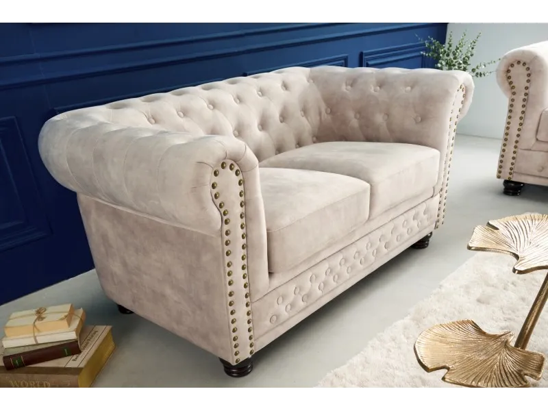 Canapé 2 places chesterfield capitonné en simili cuir marron Canapé...