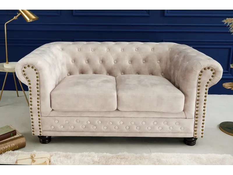 Canapé 2 places chesterfield capitonné en simili cuir marron Canapé...