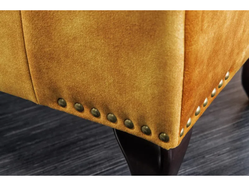 Repose-pieds CHESTERFIELD – Élégance et confort en velours jaune moutarde