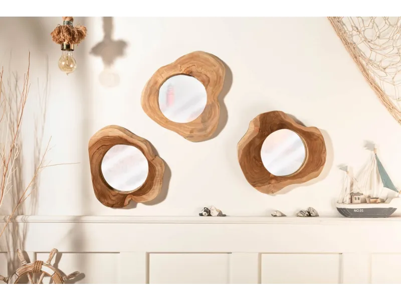 Miroir Reflect 31 cm en teck – Élégance naturelle et artisanat unique