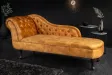 Méridienne Chesterfield 170 cm en Velours Jaune Moutarde